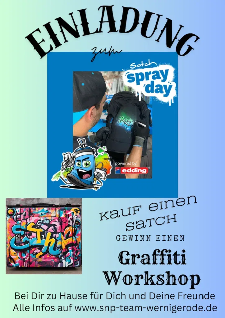 Einladung zum Satch Spray Day Graffiti-Workshop.