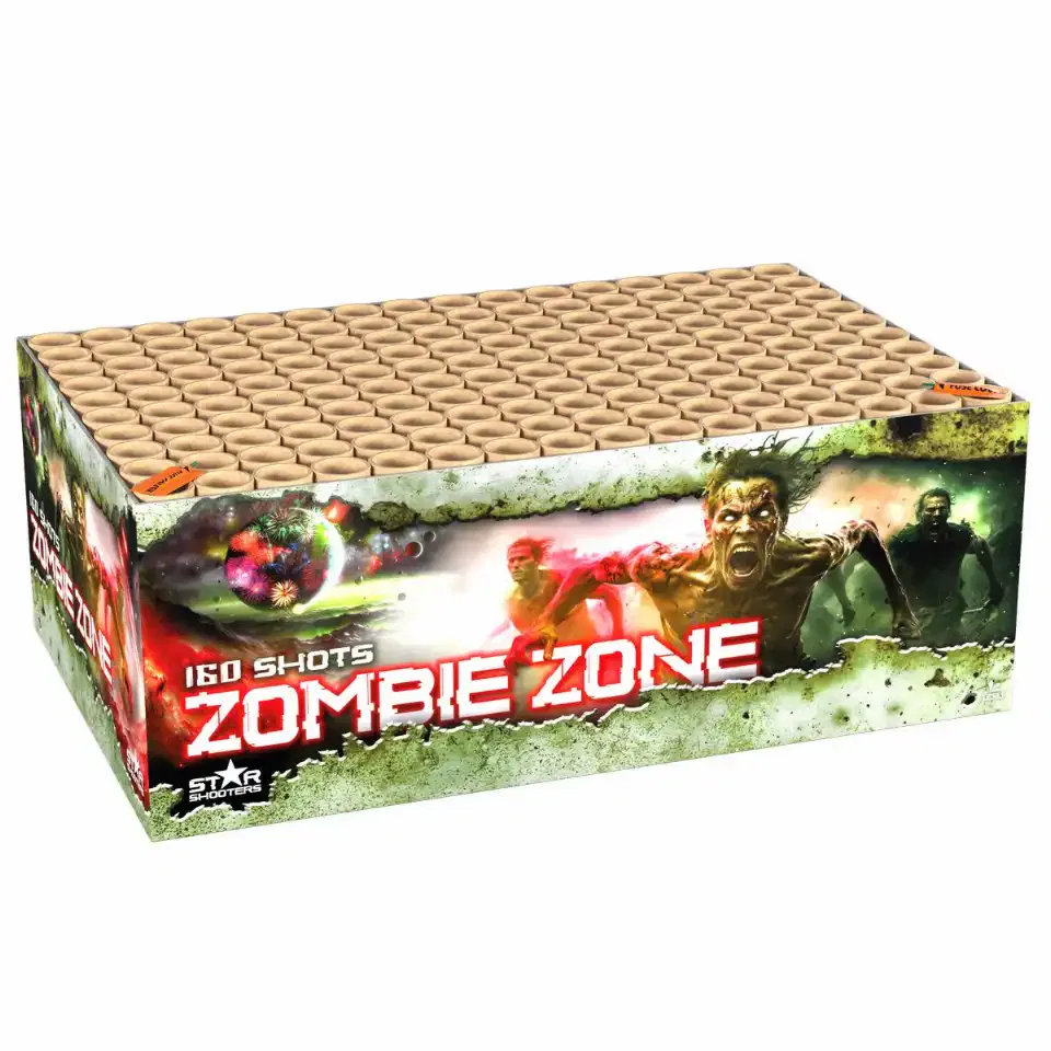 Zombie Zone Feuerwerk, 160 Schuss, gruseliges Design.