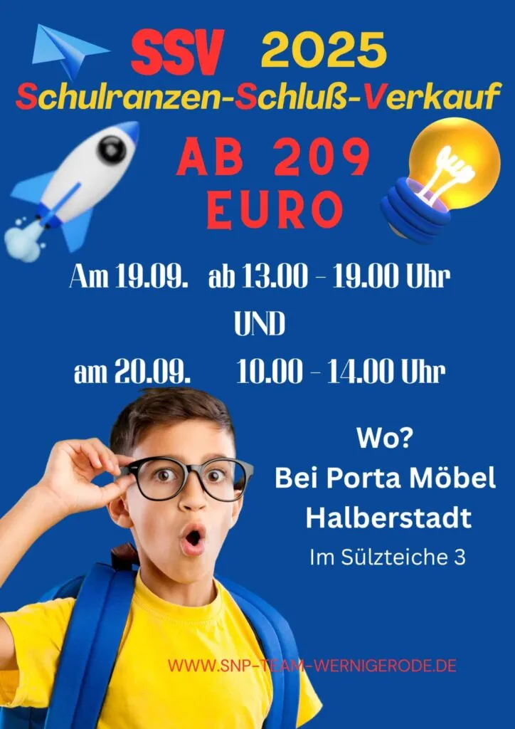 Schulranzenverkauf bei Porta Möbel Halberstadt, ab 209€.