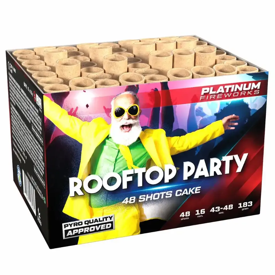 Feuerwerksbatterie für Rooftop Party von Platinum Fireworks.
